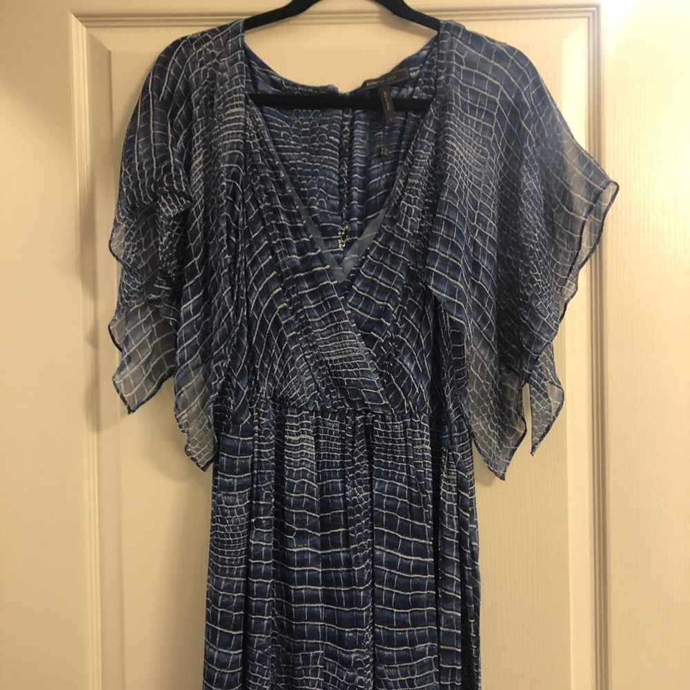 BCBGMAXAZRIA Blue Snakeskin Formal Dress